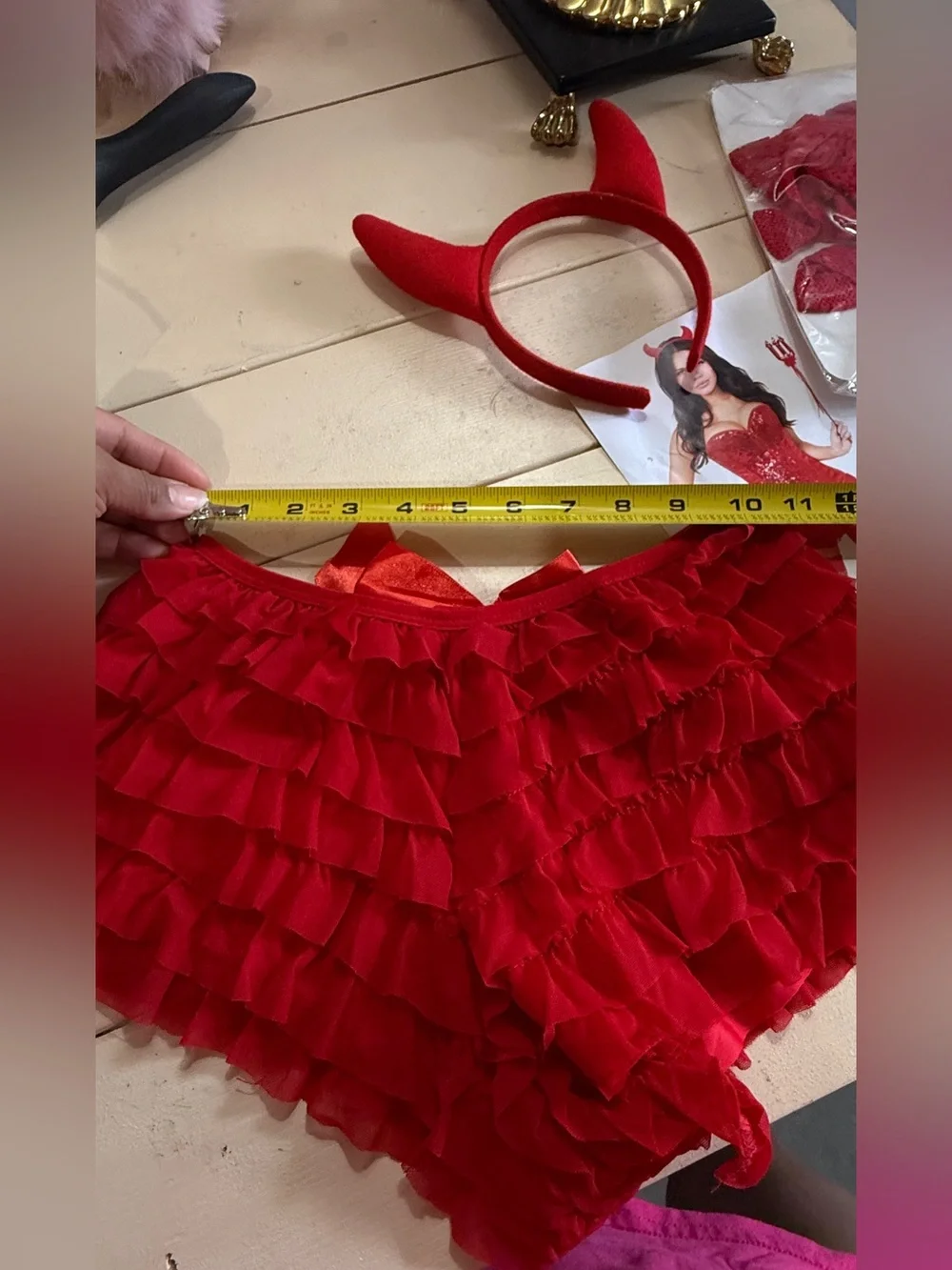 sexy corset costume Daisy Red Fishnet Thigh-High Stockings with Lace Top size S